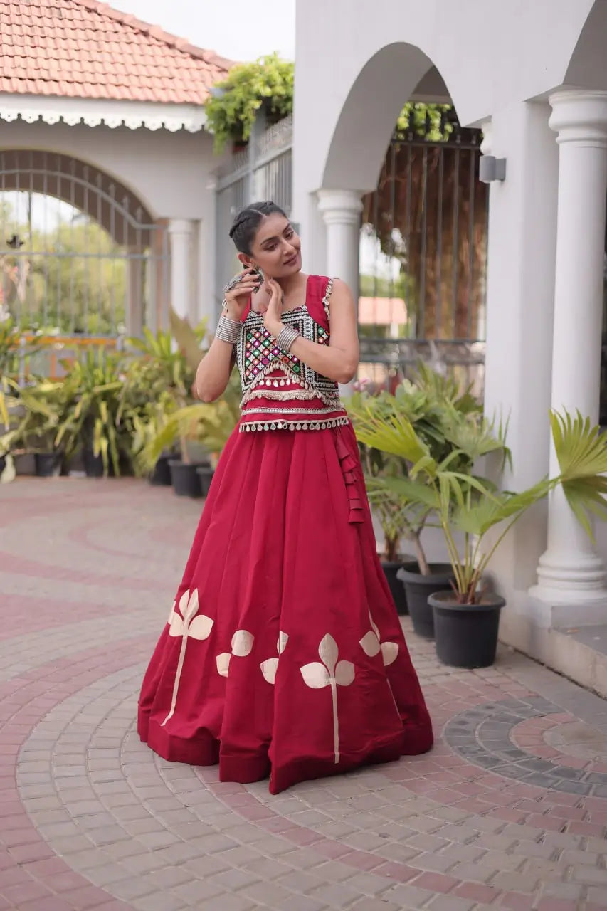 Gota Patti Mirror Crop Lehenga