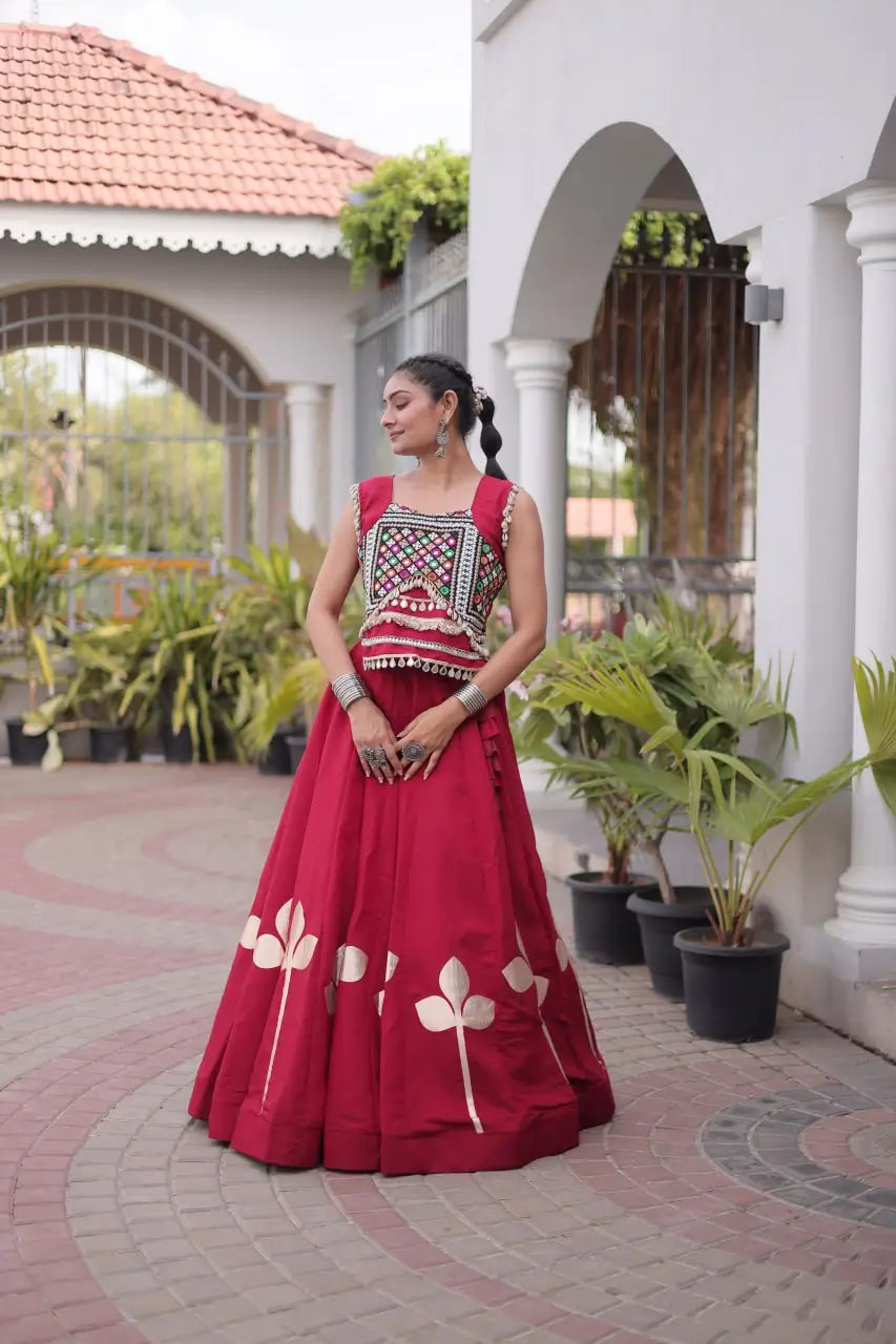 Gota Patti Mirror Crop Lehenga