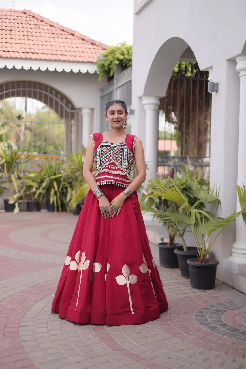 Gota Patti Mirror Crop Lehenga