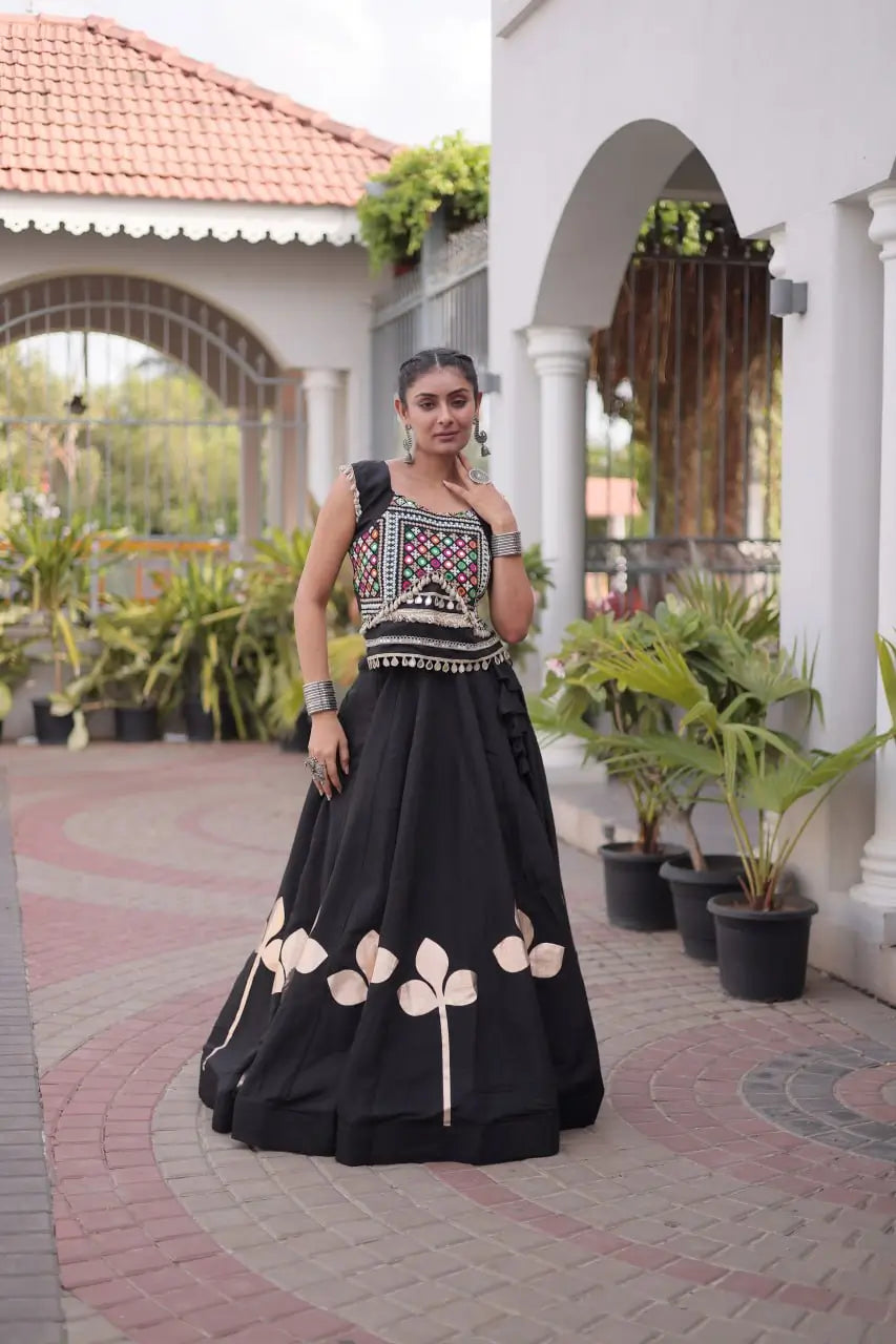 Gota Patti Mirror Crop Lehenga