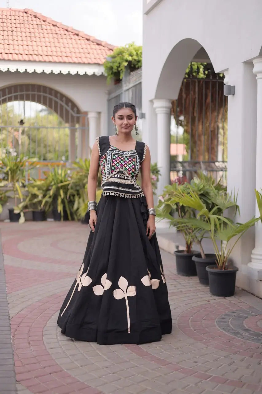 Gota Patti Mirror Crop Lehenga