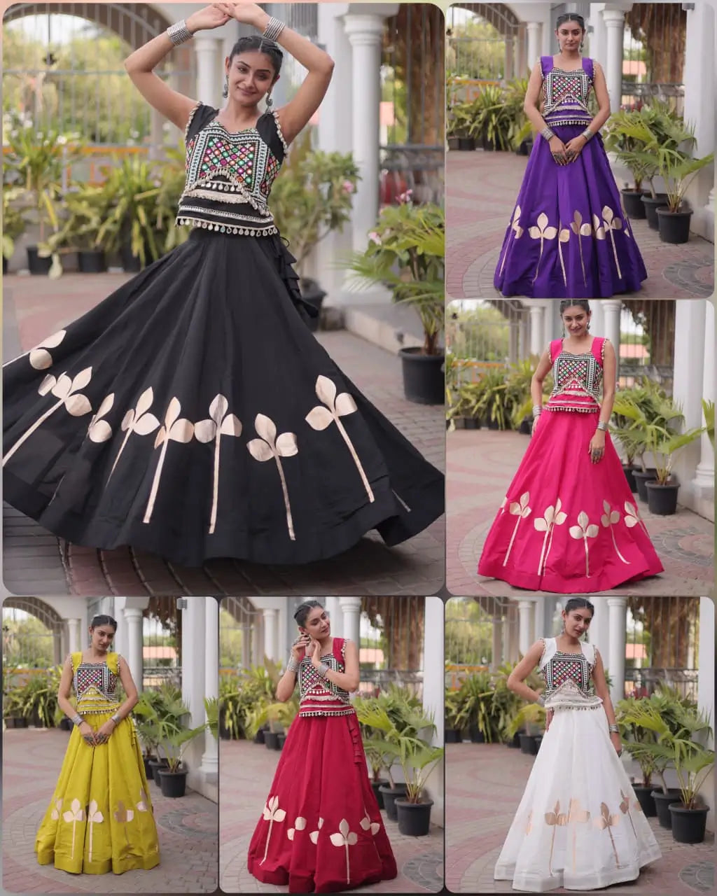 Gota Patti Mirror Crop Lehenga