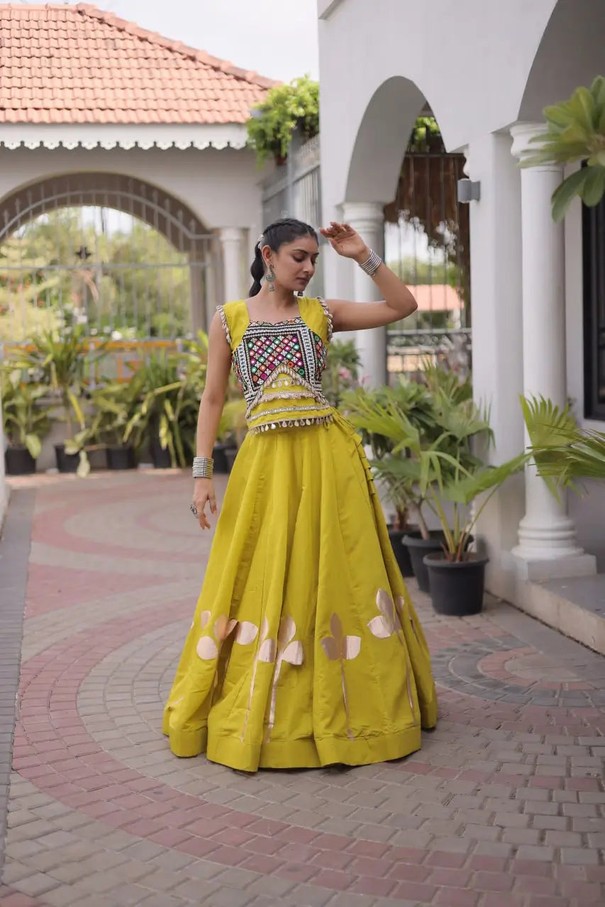 Gota Patti Mirror Crop Lehenga