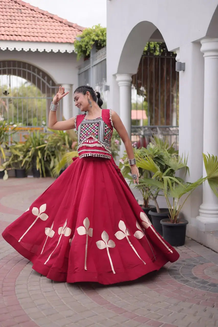 Gota Patti Mirror Crop Lehenga