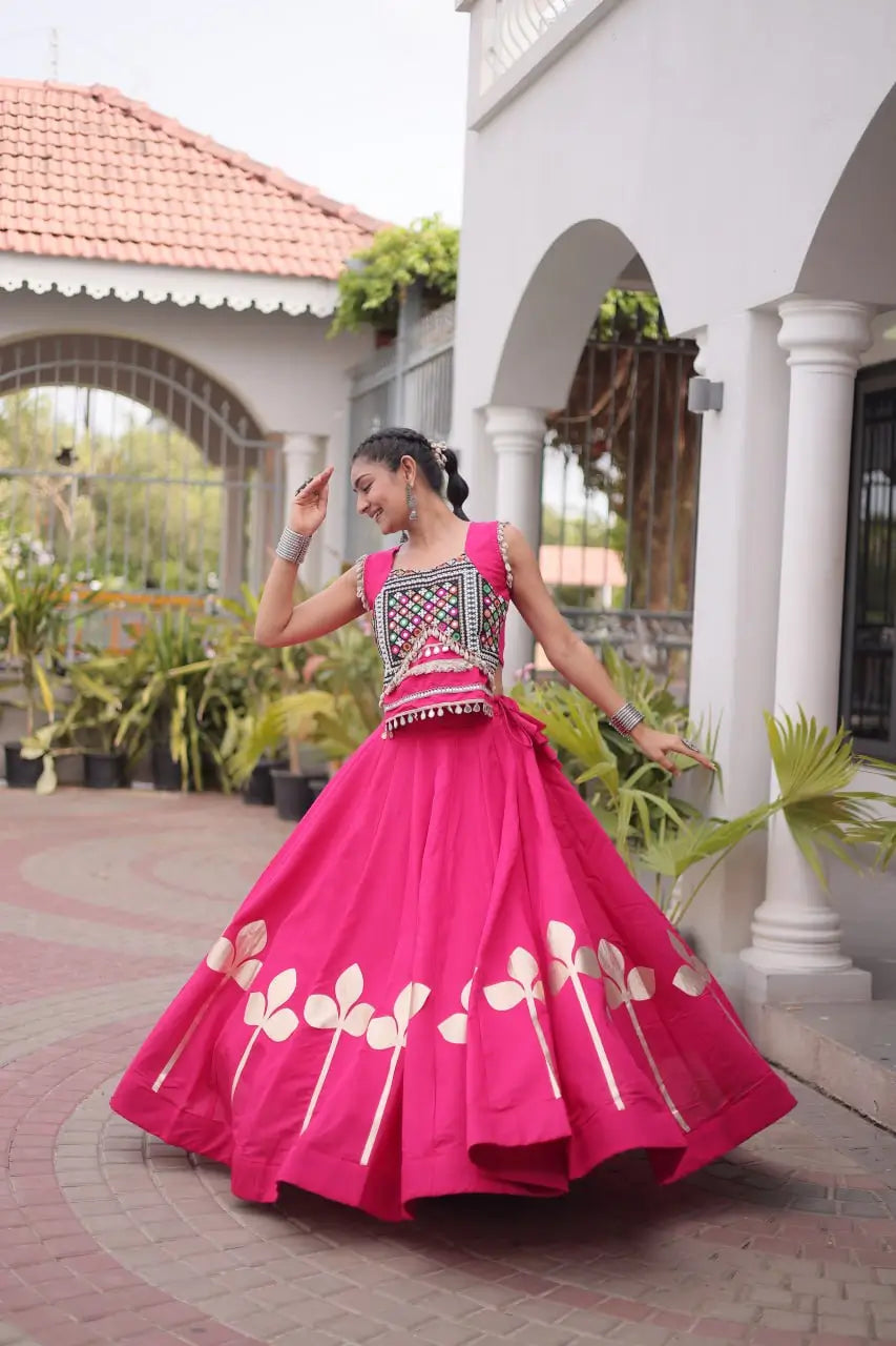 Gota Patti Mirror Crop Lehenga