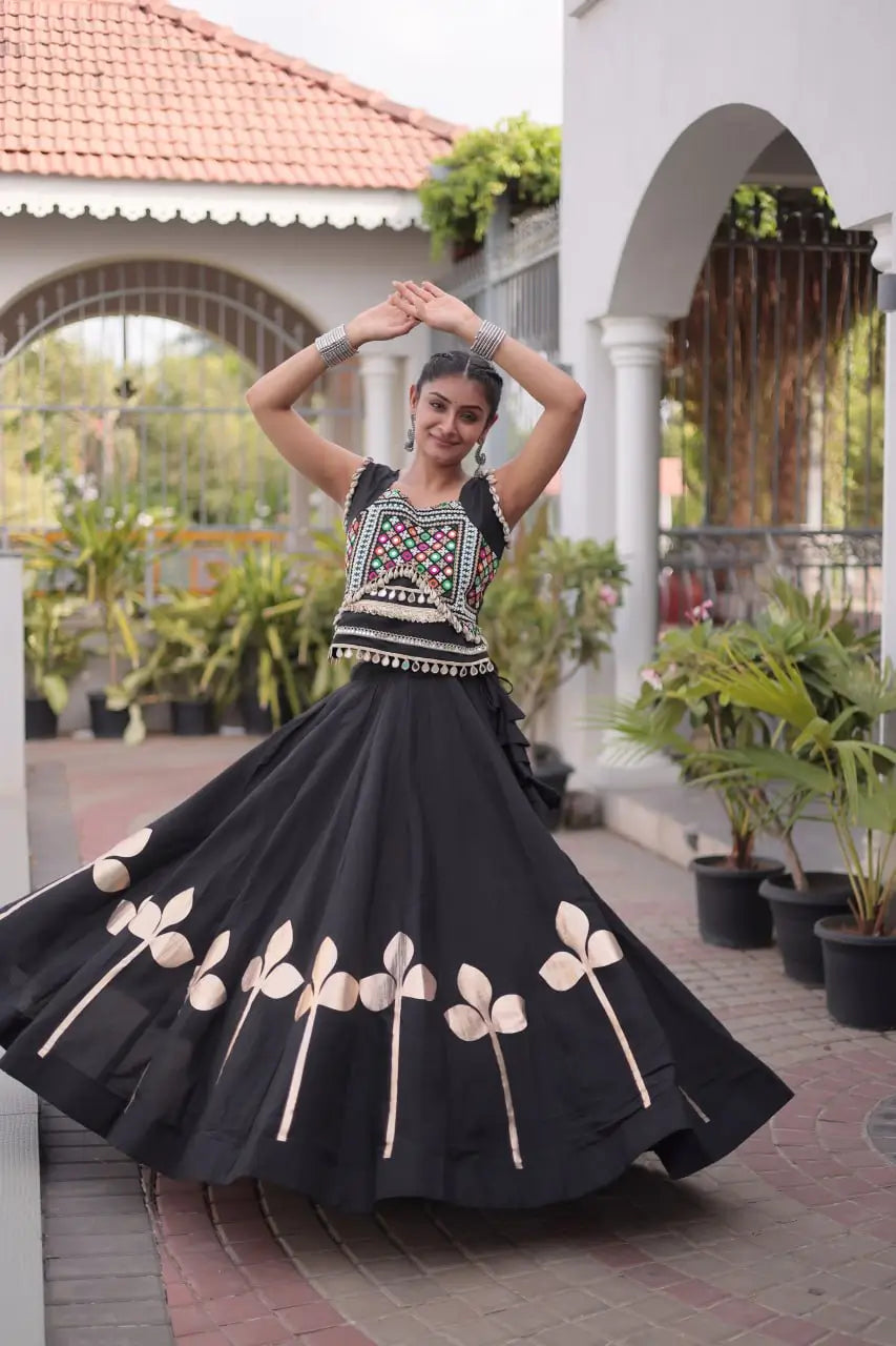 Gota Patti Mirror Crop Lehenga
