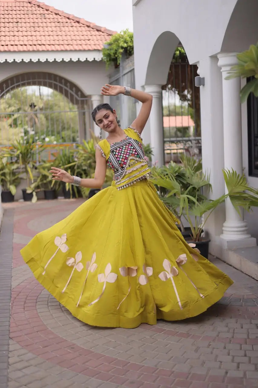 Gota Patti Mirror Crop Lehenga
