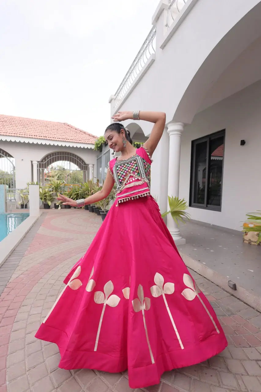 Gota Patti Mirror Crop Lehenga