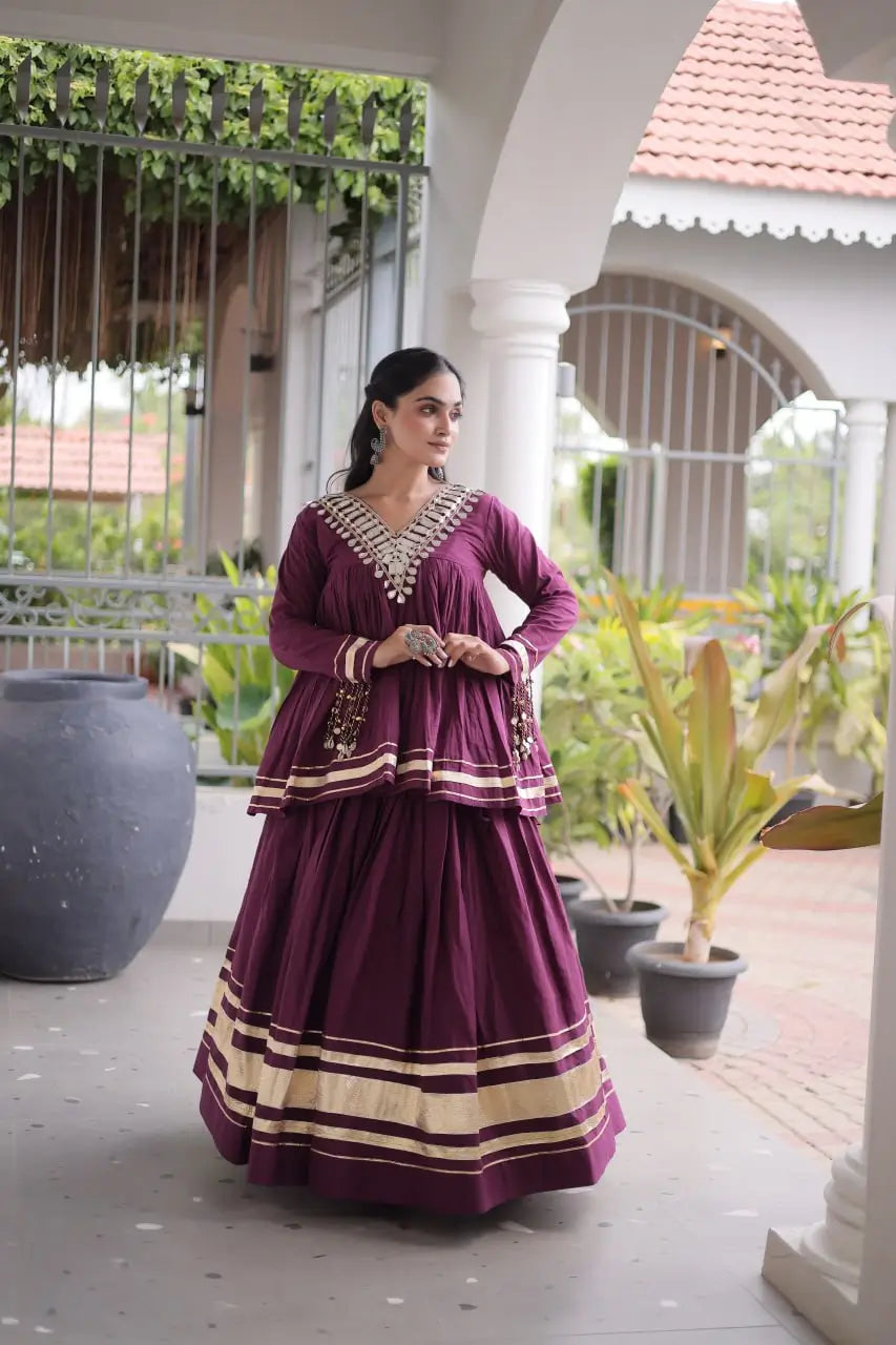 Gota Patti Peplum Lehenga