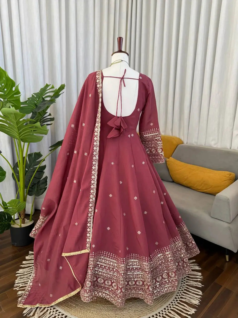 Graceful Chanderi Silk Anarkali Gown Set for Festive and Wedding Wear