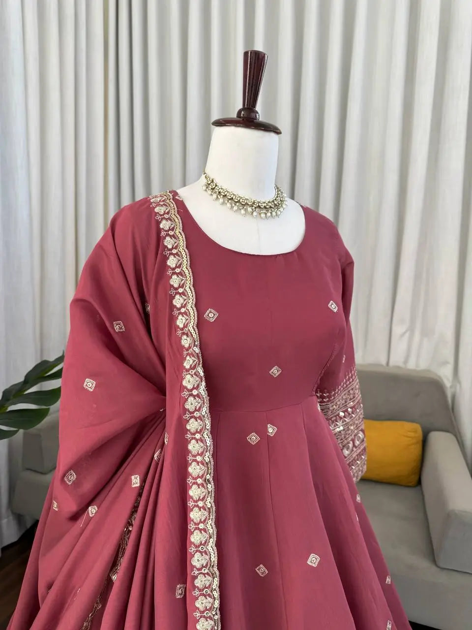 Graceful Chanderi Silk Anarkali Gown Set for Festive and Wedding Wear