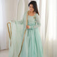 Graceful Faux Fabric Anarkali Suit Set with Dupatta for Festive and Occasion Wear