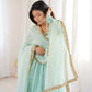 Graceful Faux Fabric Anarkali Suit Set with Dupatta for Festive and Occasion Wear
