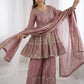Graceful Fendy Silk Peplum Sharara Set for Festive and Wedding Wear