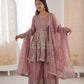 Graceful Fendy Silk Peplum Sharara Set for Festive and Wedding Wear