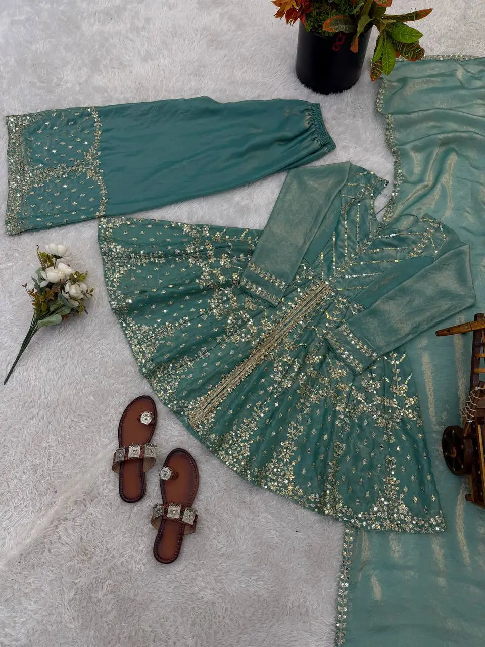 Graceful Fendy Silk Peplum Sharara Set for Festive and Wedding Wear