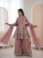 Graceful Fendy Silk Peplum Sharara Set for Festive and Wedding Wear