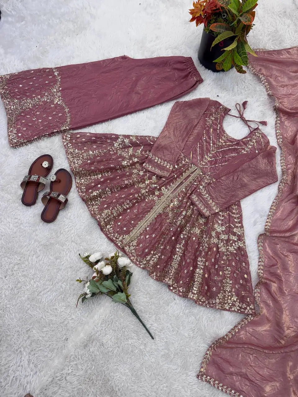 Graceful Fendy Silk Peplum Sharara Set for Festive and Wedding Wear