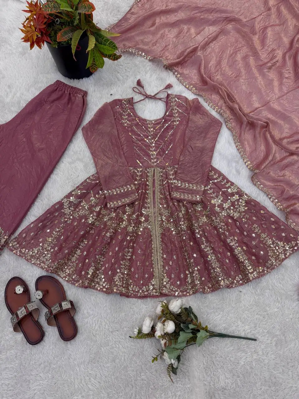 Graceful Fendy Silk Peplum Sharara Set for Festive and Wedding Wear