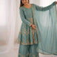 Graceful Fendy Silk Peplum Sharara Set for Festive and Wedding Wear