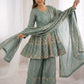 Graceful Fendy Silk Peplum Sharara Set for Festive and Wedding Wear