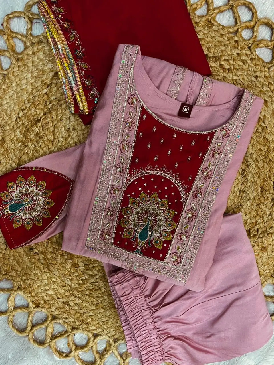 Graceful Roman Silk Anarkali Kurti Set for Festive and Wedding Wear