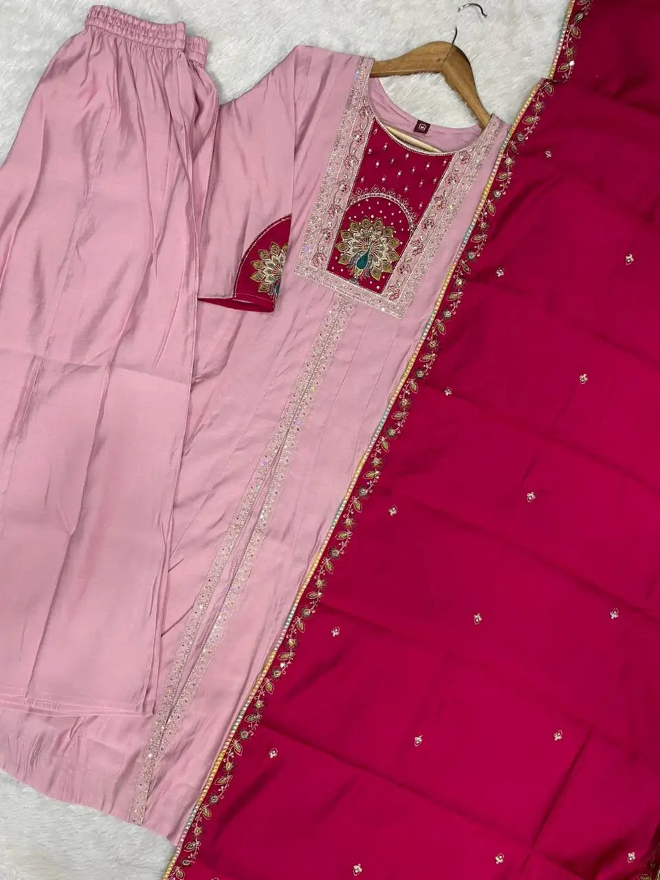 Graceful Roman Silk Anarkali Kurti Set for Festive and Wedding Wear