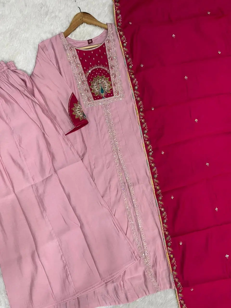 Graceful Roman Silk Anarkali Kurti Set for Festive and Wedding Wear