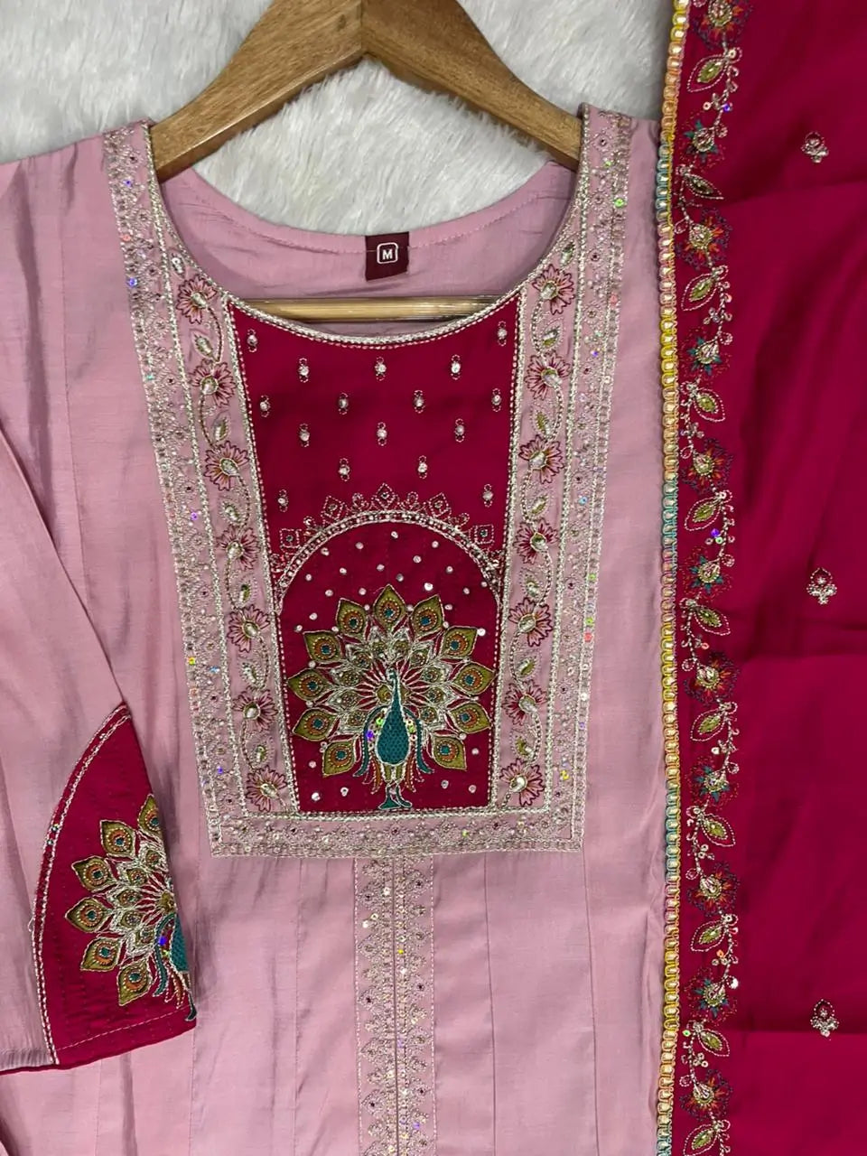 Graceful Roman Silk Anarkali Kurti Set for Festive and Wedding Wear