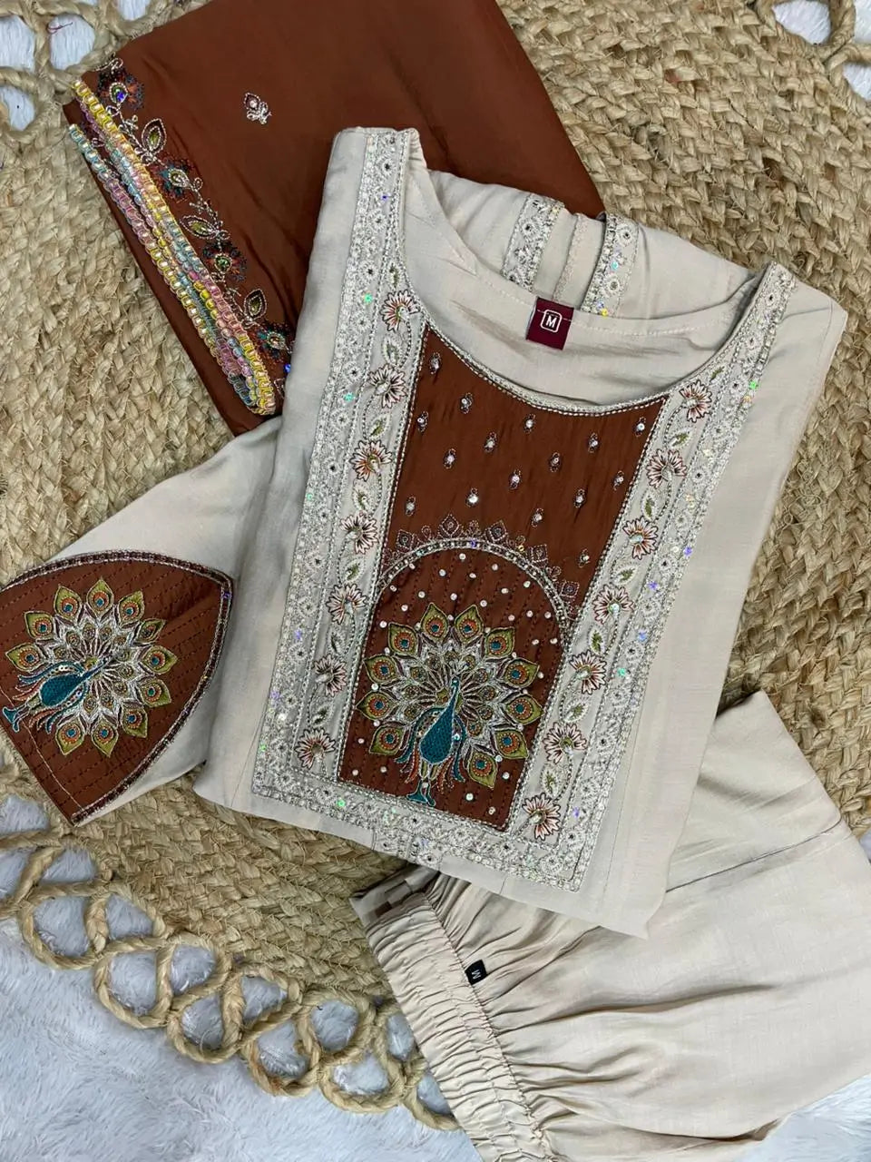 Graceful Roman Silk Anarkali Kurti Set for Festive and Wedding Wear