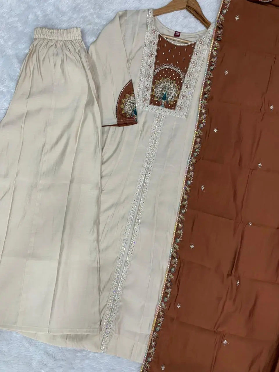 Graceful Roman Silk Anarkali Kurti Set for Festive and Wedding Wear