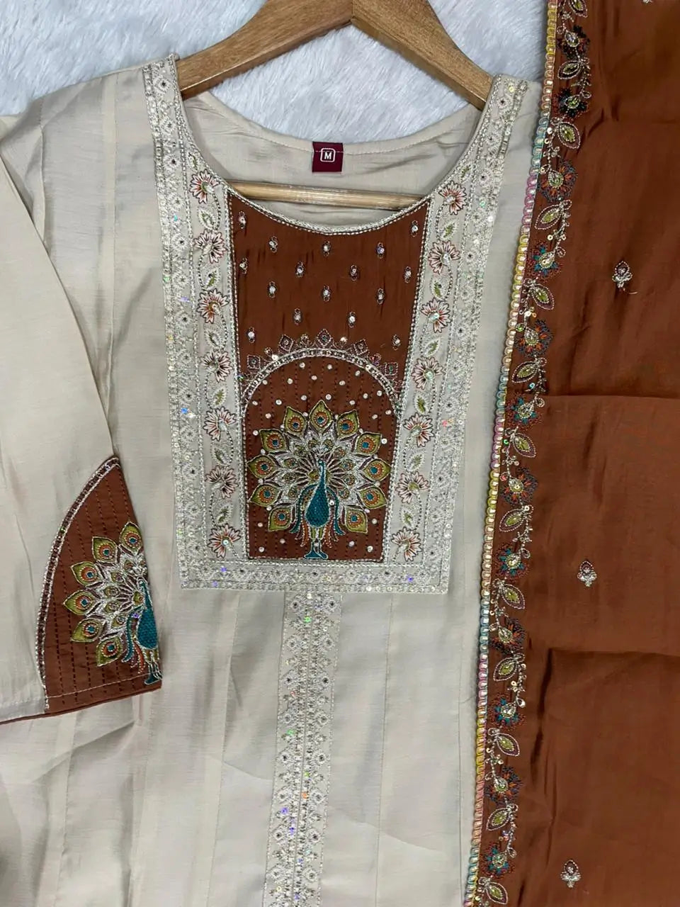Graceful Roman Silk Anarkali Kurti Set for Festive and Wedding Wear