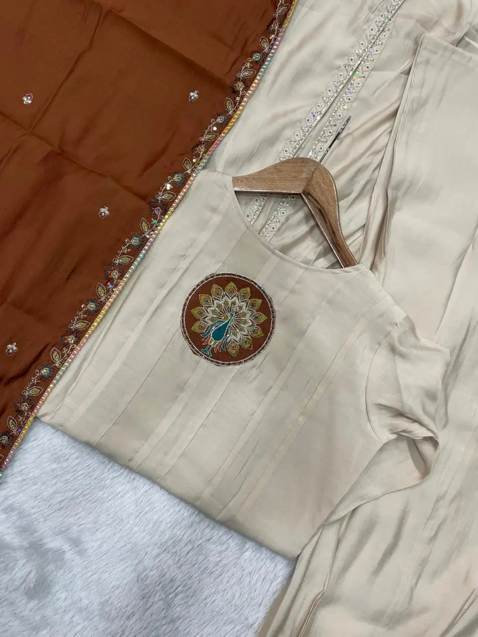Graceful Roman Silk Anarkali Kurti Set for Festive and Wedding Wear