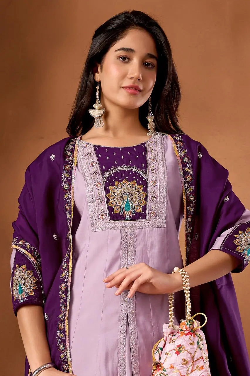 Graceful Roman Silk Anarkali Kurti Set for Festive and Wedding Wear