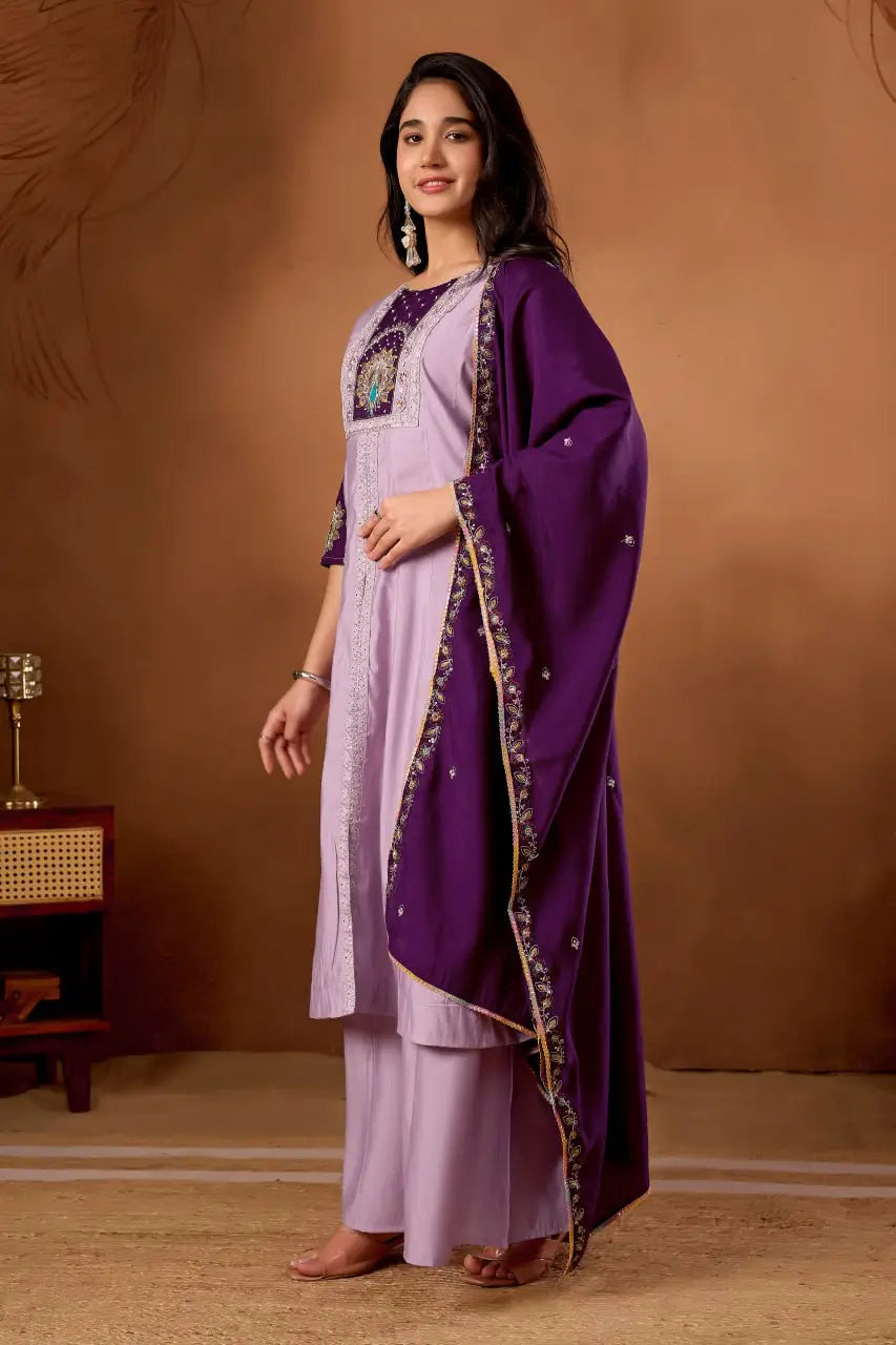 Graceful Roman Silk Anarkali Kurti Set for Festive and Wedding Wear