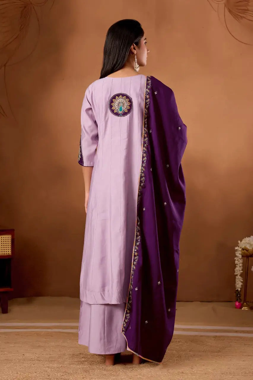 Graceful Roman Silk Anarkali Kurti Set for Festive and Wedding Wear