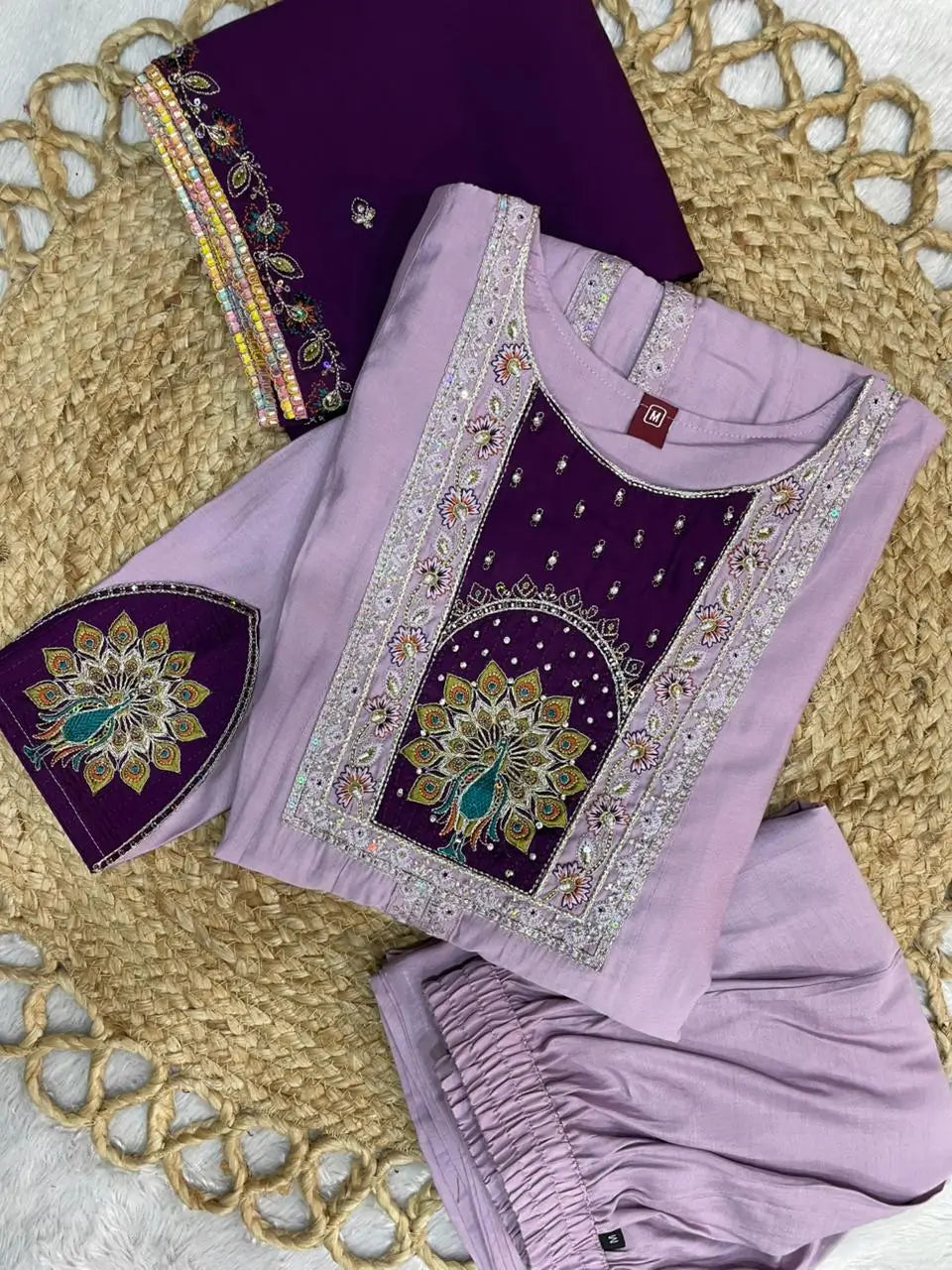 Graceful Roman Silk Anarkali Kurti Set for Festive and Wedding Wear