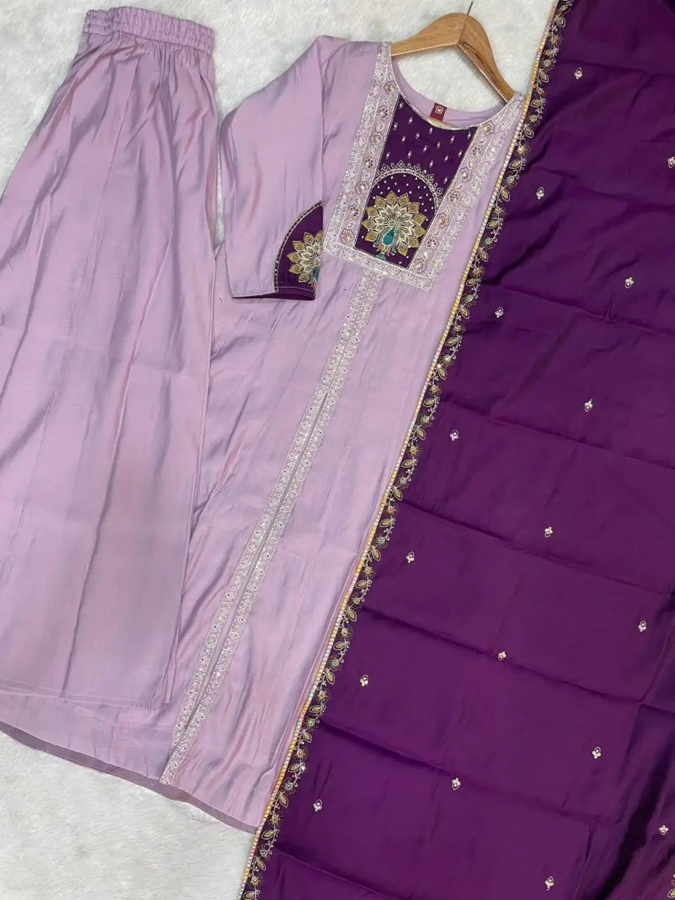 Graceful Roman Silk Anarkali Kurti Set for Festive and Wedding Wear