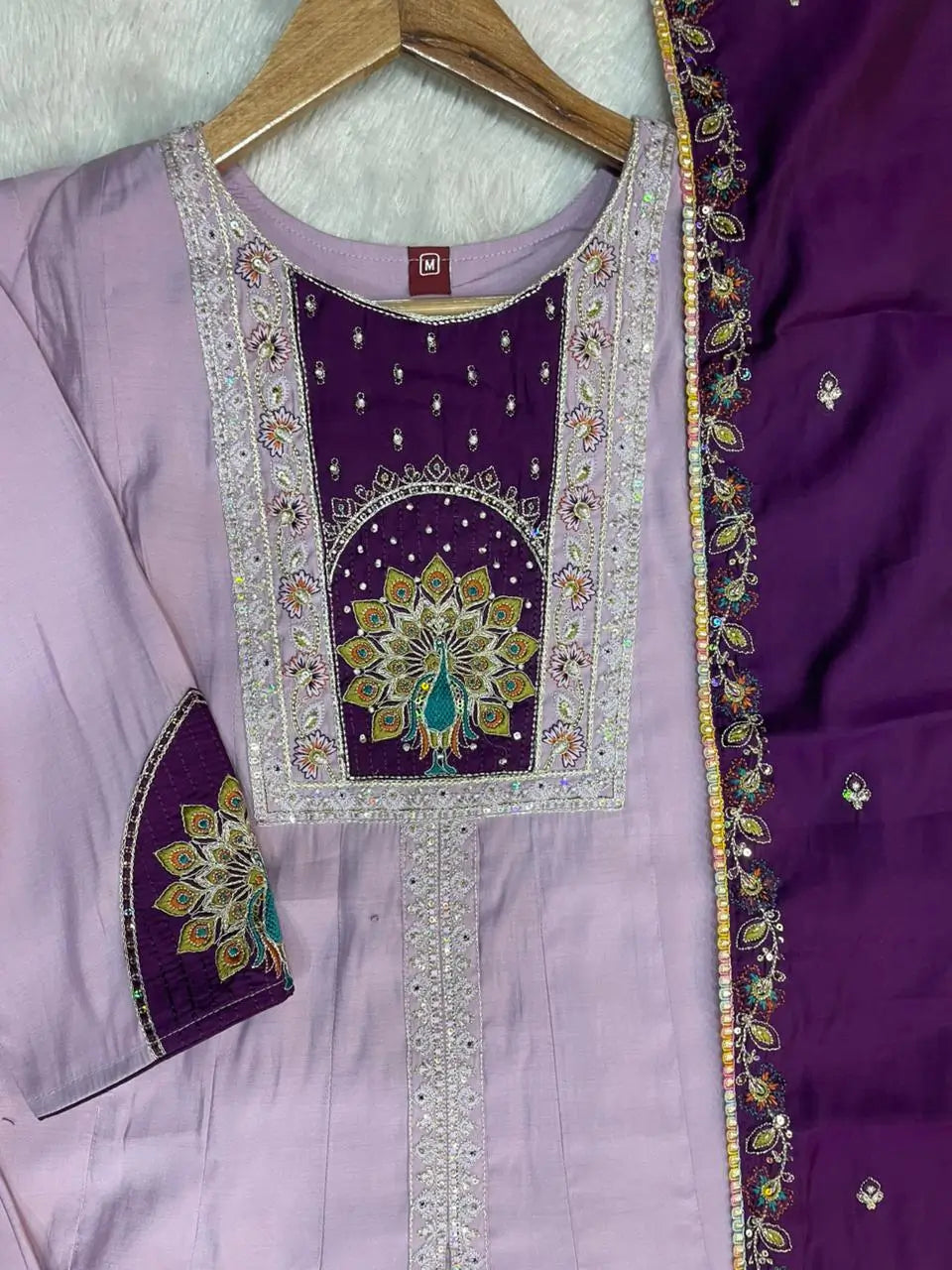 Graceful Roman Silk Anarkali Kurti Set for Festive and Wedding Wear