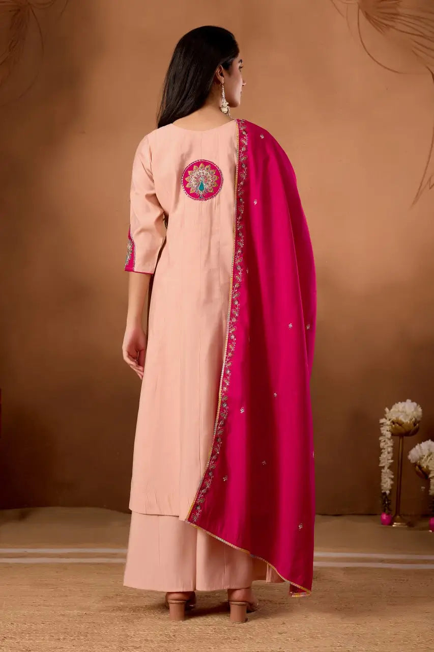 Graceful Roman Silk Anarkali Kurti Set for Festive and Wedding Wear