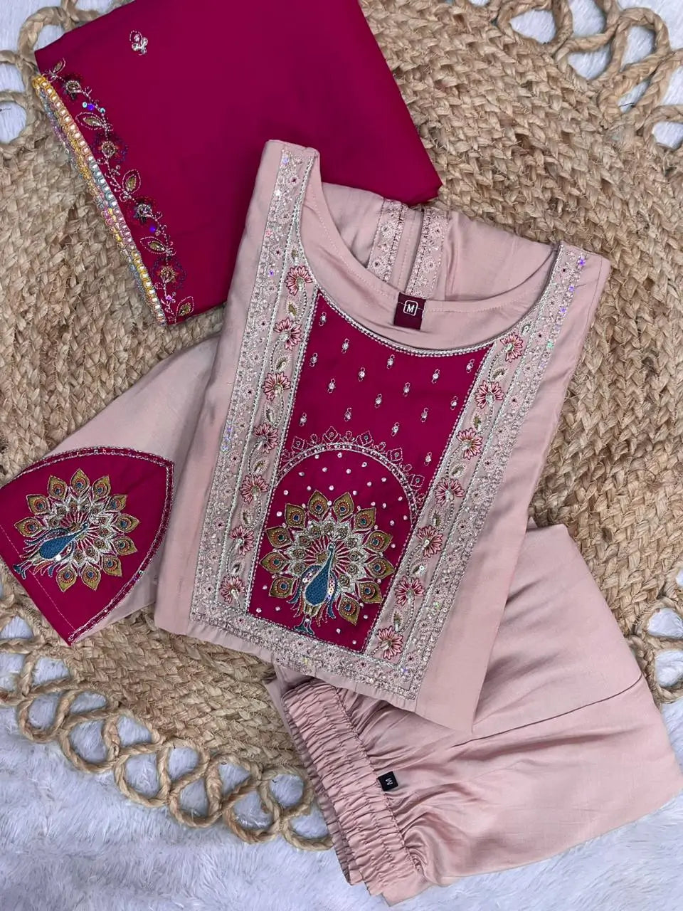 Graceful Roman Silk Anarkali Kurti Set for Festive and Wedding Wear