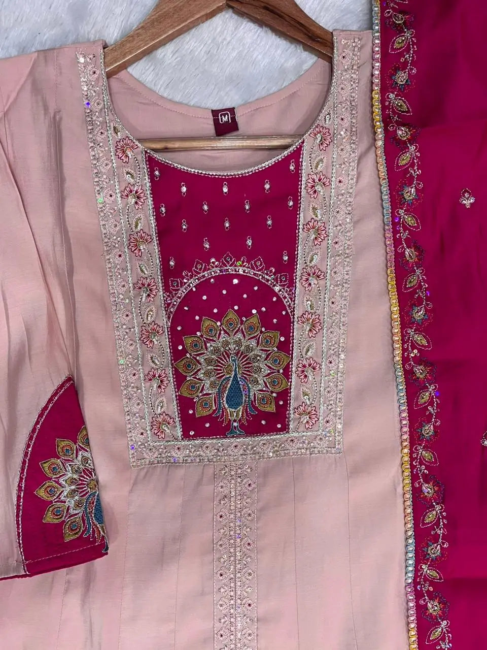 Graceful Roman Silk Anarkali Kurti Set for Festive and Wedding Wear