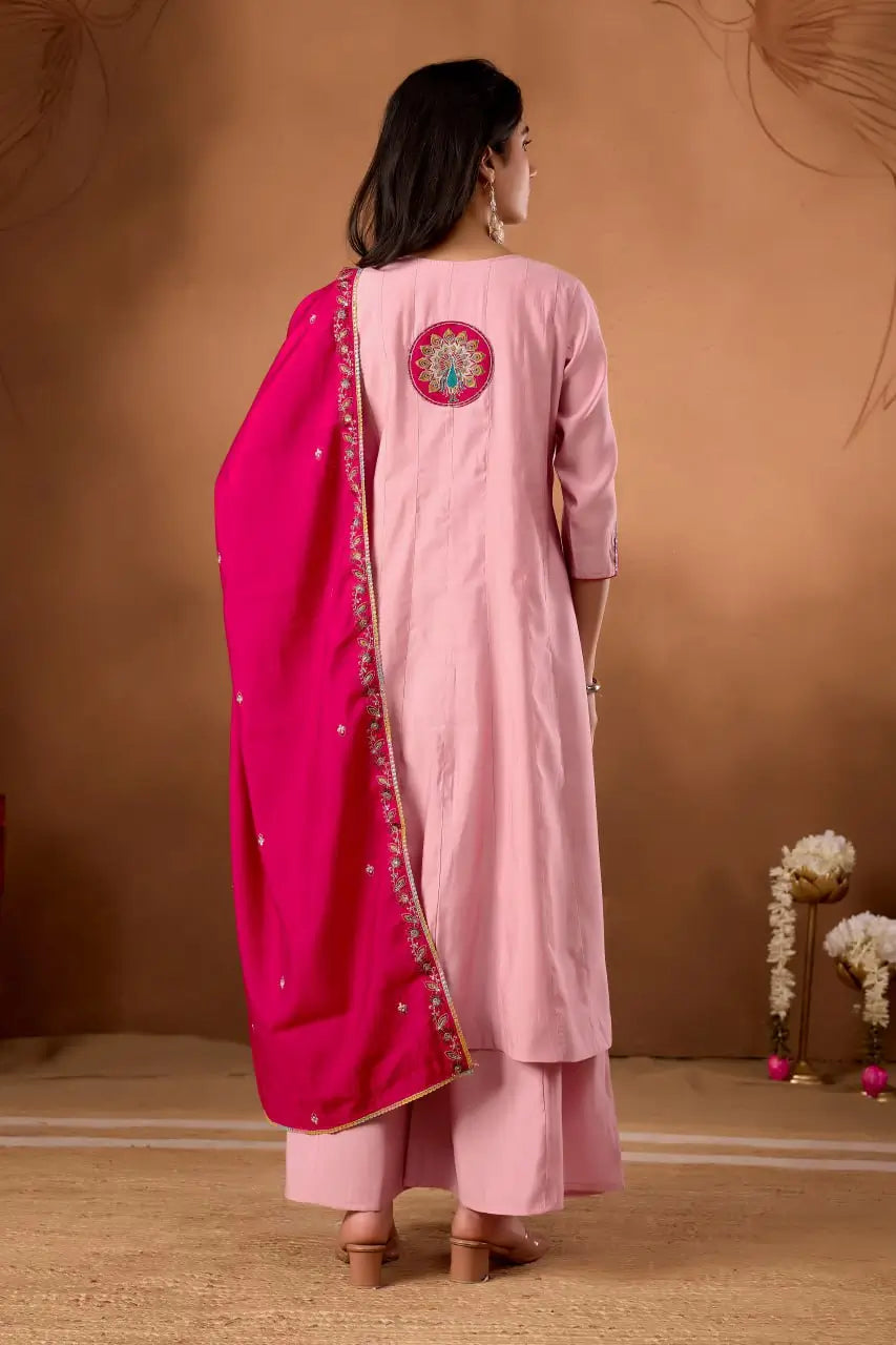 Graceful Roman Silk Anarkali Kurti Set for Festive and Wedding Wear