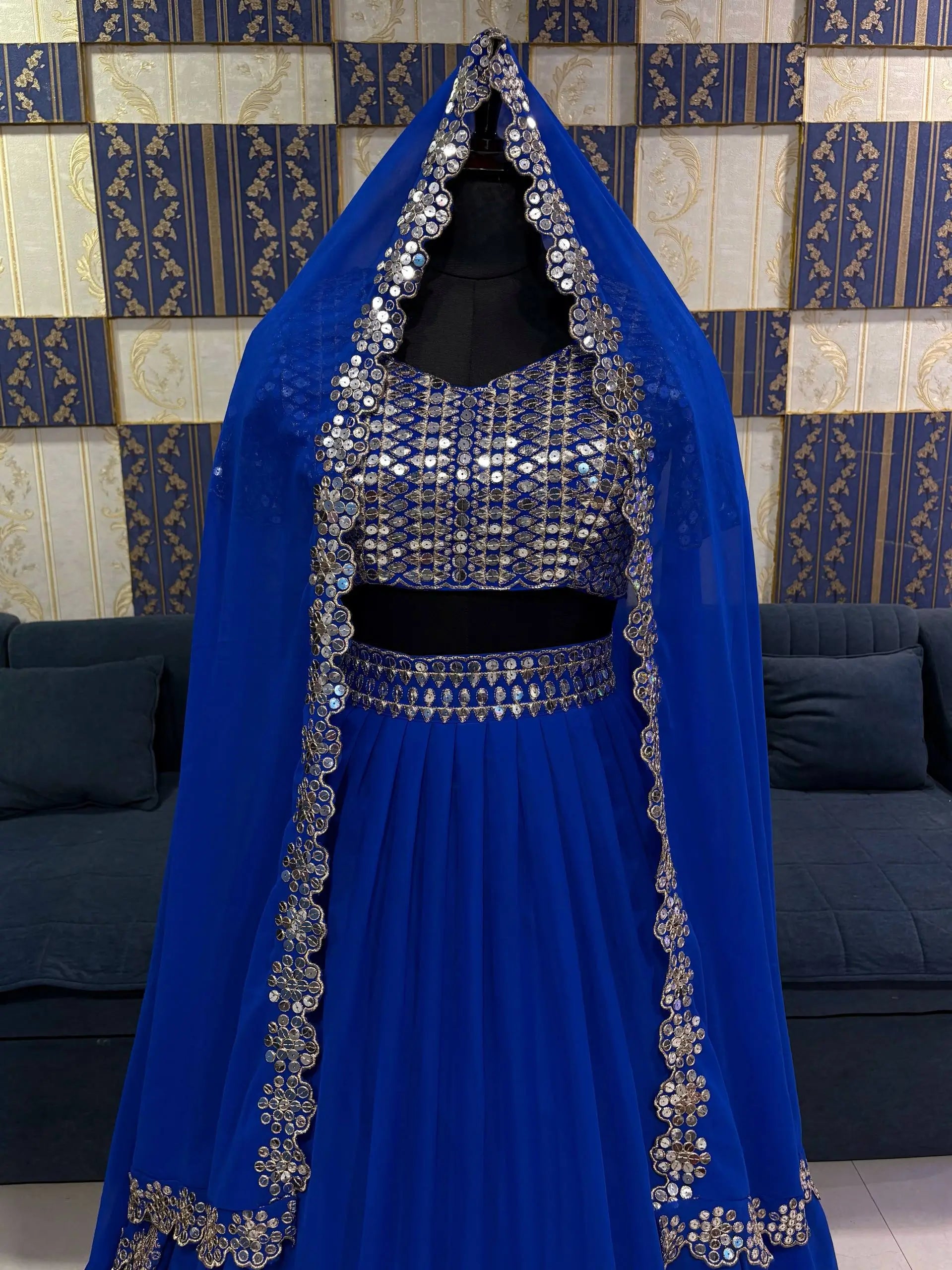 Grand Faux Georgette Sequins Work Lehenga Choli Set for Wedding and Festive Wear
