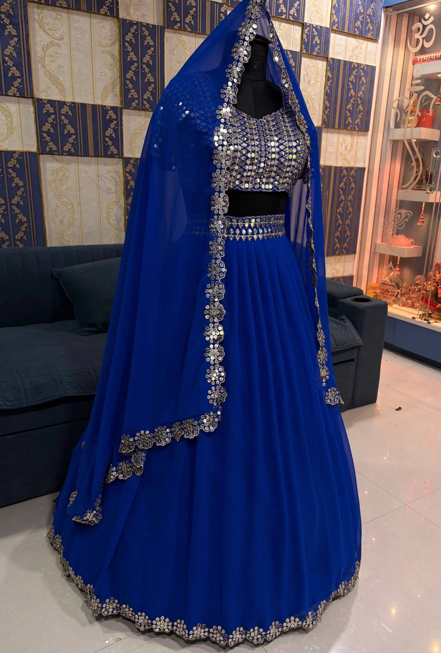 Grand Faux Georgette Sequins Work Lehenga Choli Set for Wedding and Festive Wear