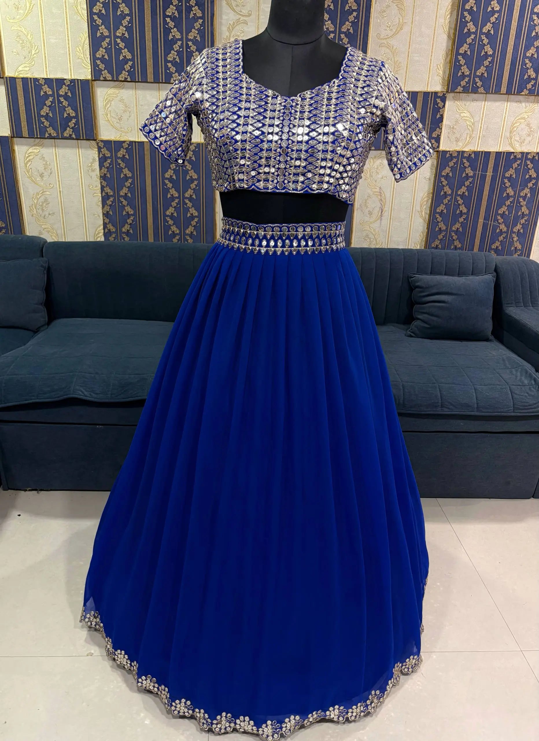 Grand Faux Georgette Sequins Work Lehenga Choli Set for Wedding and Festive Wear