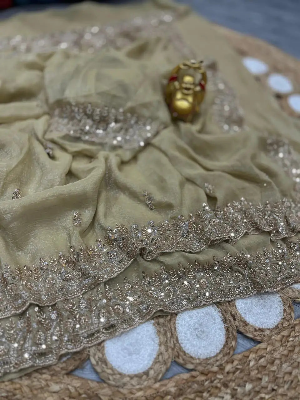 Grand Gold Beads Work Party Wear Saree