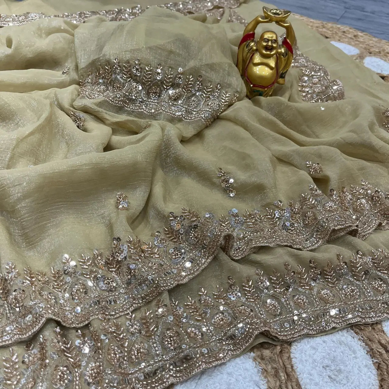 Grand Gold Beads Work Party Wear Saree