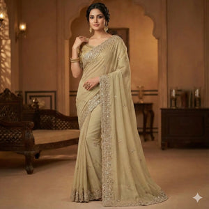 Grand Gold Beads Work Party Wear Saree