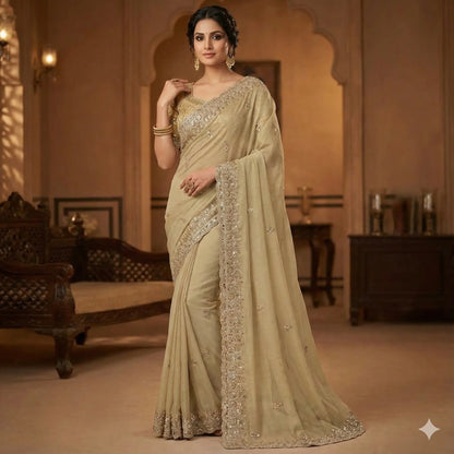 Grand Gold Beads Work Party Wear Saree